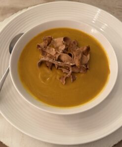 Honey Roasted Carrot and Parsnip Soup with Parsnip Crisps